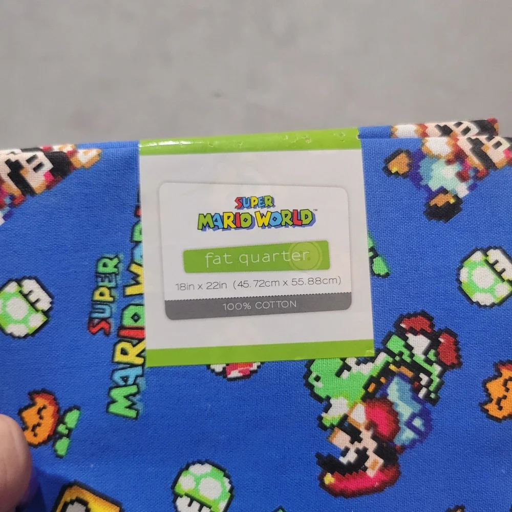 Nintendo Fabric Fat Quarter Unisex Blue Super Mario World‎ Retro Toss Cotton